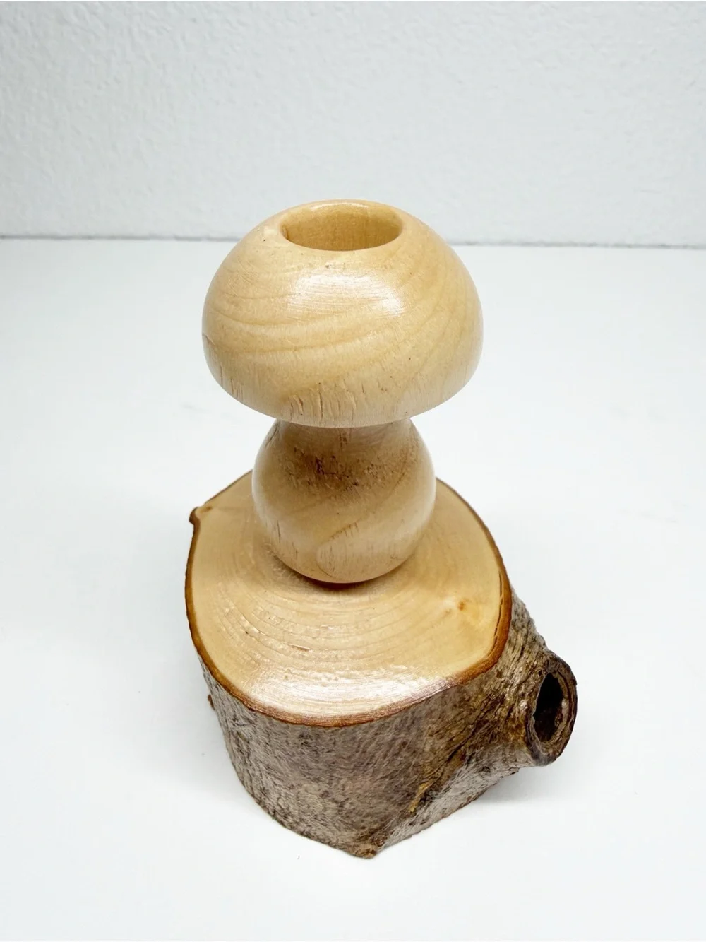 Handcrafted Wood Mushroom Bud Vases